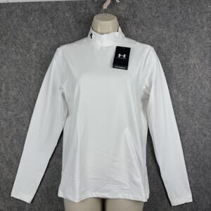 Under Armour ColdGear Compression Mock Turtle Shirt White Women Large NWT 184